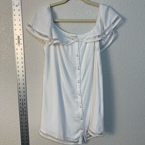 La Hearts Blue Flutter Sleeve Blouse with Sailor Collar